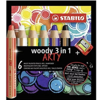 Kredki Stabilo Woody Arty 3in1 (+temperówka) 6 kolorów